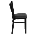 MoTak M161 Restaurant Chair w/ Coffee Cutout - Black Powder Coated Steel Frame w/ Black Vinyl Seat thumbnail 4