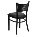 MoTak M161 Restaurant Chair w/ Coffee Cutout - Black Powder Coated Steel Frame w/ Black Vinyl Seat thumbnail 5