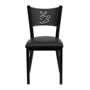 MoTak M161 Restaurant Chair w/ Coffee Cutout - Black Powder Coated Steel Frame w/ Black Vinyl Seat thumbnail 6