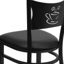 MoTak M161 Restaurant Chair w/ Coffee Cutout - Black Powder Coated Steel Frame w/ Black Vinyl Seat thumbnail 8