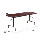 MoTak M163 72" x 30" Rectangular Folding Table w/ High Pressure Mahogany Laminate Top - Pedestal Legs thumbnail 2