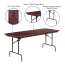 MoTak M163 72" x 30" Rectangular Folding Table w/ High Pressure Mahogany Laminate Top - Pedestal Legs thumbnail 3