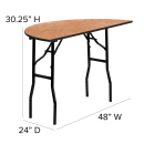 MoTak M164 48" x 24" Half Round Banquet Table w/ Plywood Top - Folding, Powder Coated Steel Wishbone Legs thumbnail 2