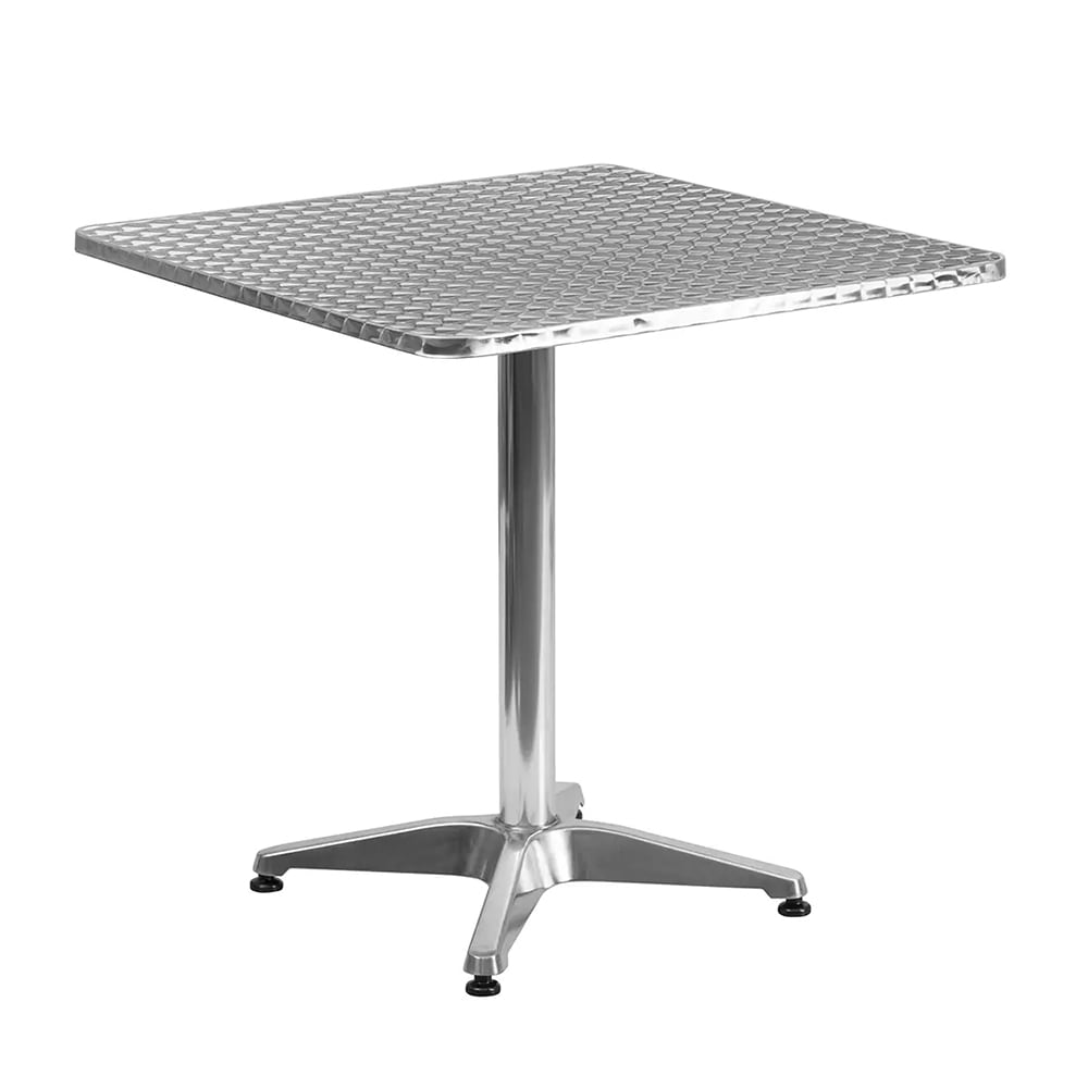 MoTak M165 27 1/2" Bistro Table w/ Aluminum Base & Square Stainless Top- Indoor/Outdoor, 27 1/2"H