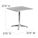 MoTak M165 27 1/2" Bistro Table w/ Aluminum Base & Square Stainless Top- Indoor/Outdoor, 27 1/2"H thumbnail 2