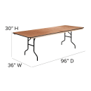 MoTak M166 Rectangular Folding Banquet Table - Hardwood Tabletop, 96"W x 36"D x 30"H thumbnail 2
