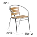 MoTak M170 Stackable Armchair w/ Faux Teak Ladder Back & Seat - Aluminum Frame, Indoor/Outdoor thumbnail 2