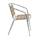 MoTak M170 Stackable Armchair w/ Faux Teak Ladder Back & Seat - Aluminum Frame, Indoor/Outdoor thumbnail 3