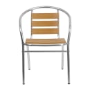 MoTak M170 Stackable Armchair w/ Faux Teak Ladder Back & Seat - Aluminum Frame, Indoor/Outdoor thumbnail 5