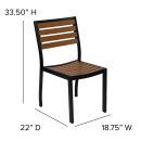 MoTak M171 Outdoor Patio Table w/ (4) Chairs - Brown Resin Wood w/ Black Powder Coated Aluminum Frame thumbnail 2