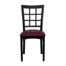 MoTak M172 Restaurant Chair w/ Window Pane Back - Burgundy Vinyl Seat w/ Black Powder Coated Steel Frame thumbnail 5