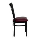 MoTak M172 Restaurant Chair w/ Window Pane Back - Burgundy Vinyl Seat w/ Black Powder Coated Steel Frame thumbnail 6