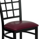 MoTak M172 Restaurant Chair w/ Window Pane Back - Burgundy Vinyl Seat w/ Black Powder Coated Steel Frame thumbnail 7