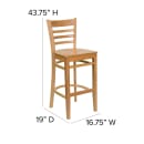 MoTak M174 Bar Stool w/ Natural Wood Ladder Back, Wood Seat thumbnail 5