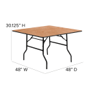 MoTak M175 48" x 30 1/8"H Square Banquet Table w/ Plywood Top - Folding thumbnail 2