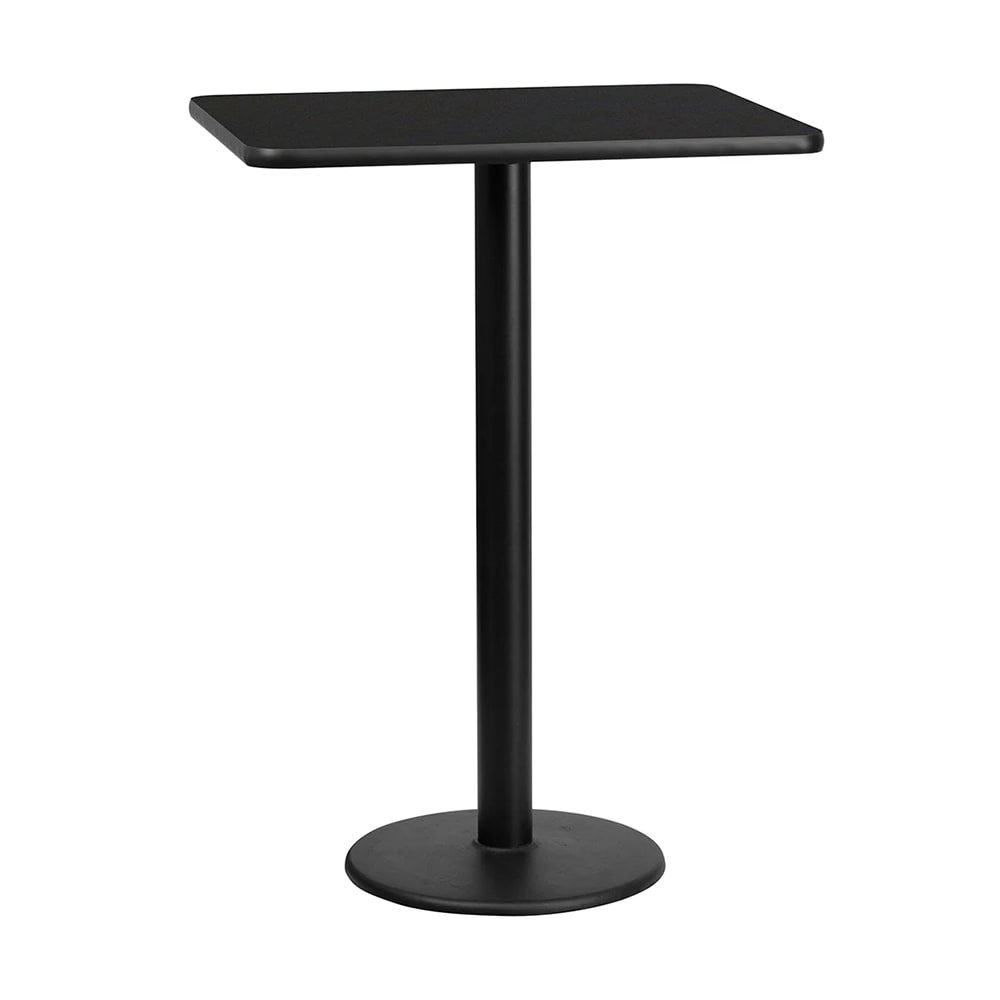 MoTak M176 30" x 24" Rectangular Bar Height Table - Black Laminate Top w/ Black Powder Coated Cast Iron Base