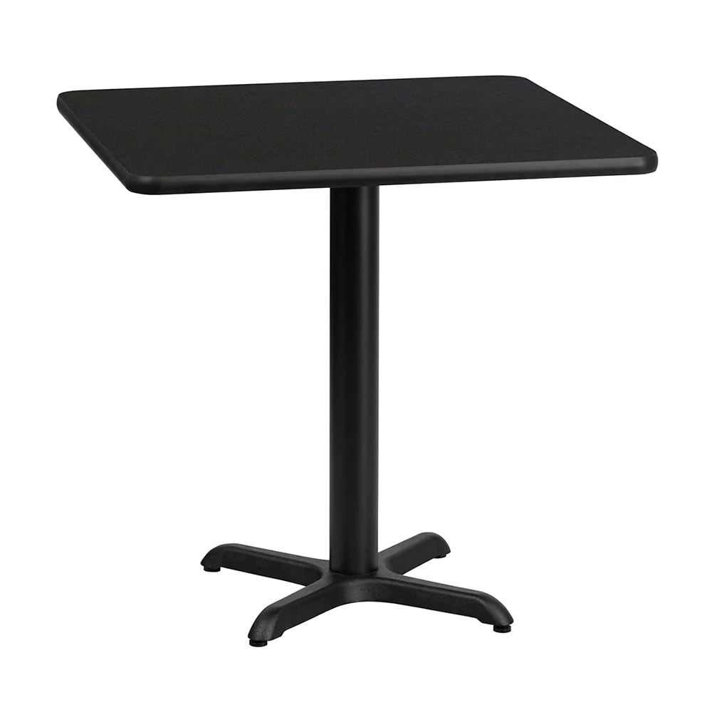 MoTak M177 30" Square Dining Height Table, Black Laminate Top w/ Black Powder Coated Cast Iron Base