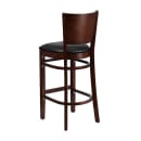 MoTak M178 Bar Stool w/ Solid Walnut Wood Back, Black Vinyl Seat thumbnail 3