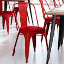 MoTak M179 Stackable Chair w/ Vertical Slat Back - Red Powder Coated Steel w/ Wood Seat, Indoor/Outdoor thumbnail 3