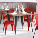 MoTak M179 Stackable Chair w/ Vertical Slat Back - Red Powder Coated Steel w/ Wood Seat, Indoor/Outdoor thumbnail 4