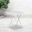 MoTak M180 28" Square Folding Patio Table - White Powder Coated Steel w/ Rain Flower Design thumbnail 2