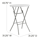 MoTak M181 31 1/4" x 43 3/4"H Round Folding Table w/ Granite White Plastic Top, Indoor/Outdoor thumbnail 2