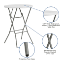 MoTak M181 31 1/4" x 43 3/4"H Round Folding Table w/ Granite White Plastic Top, Indoor/Outdoor thumbnail 5