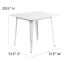 MoTak M182 31 1/2" Square Dining Height Table - White Powder Coated Steel, Indoor/Outdoor thumbnail 2