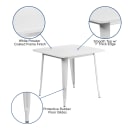 MoTak M182 31 1/2" Square Dining Height Table - White Powder Coated Steel, Indoor/Outdoor thumbnail 3