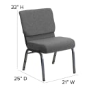 MoTak M184 Stackable Extra Wide Church Chair - Silver Steel Frame w/ Gray Polyester Back & Seat thumbnail 2