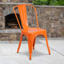 MoTak M186 Stackable Side Chair w/ Vertical Slat Back - Orange Powder Coated Steel, Indoor/Outdoor thumbnail 9