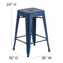 MoTak M187 Counter Height Backless Bar Stool - Power Coated Steel, Antique Blue thumbnail 2