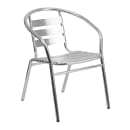 MoTak M188 31 1/2" Round Patio Table w/ (4) Arm Chairs - Smooth Stainless Steel Top, Aluminum Column & Base thumbnail 3