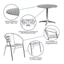 MoTak M188 31 1/2" Round Patio Table w/ (4) Arm Chairs - Smooth Stainless Steel Top, Aluminum Column & Base thumbnail 4