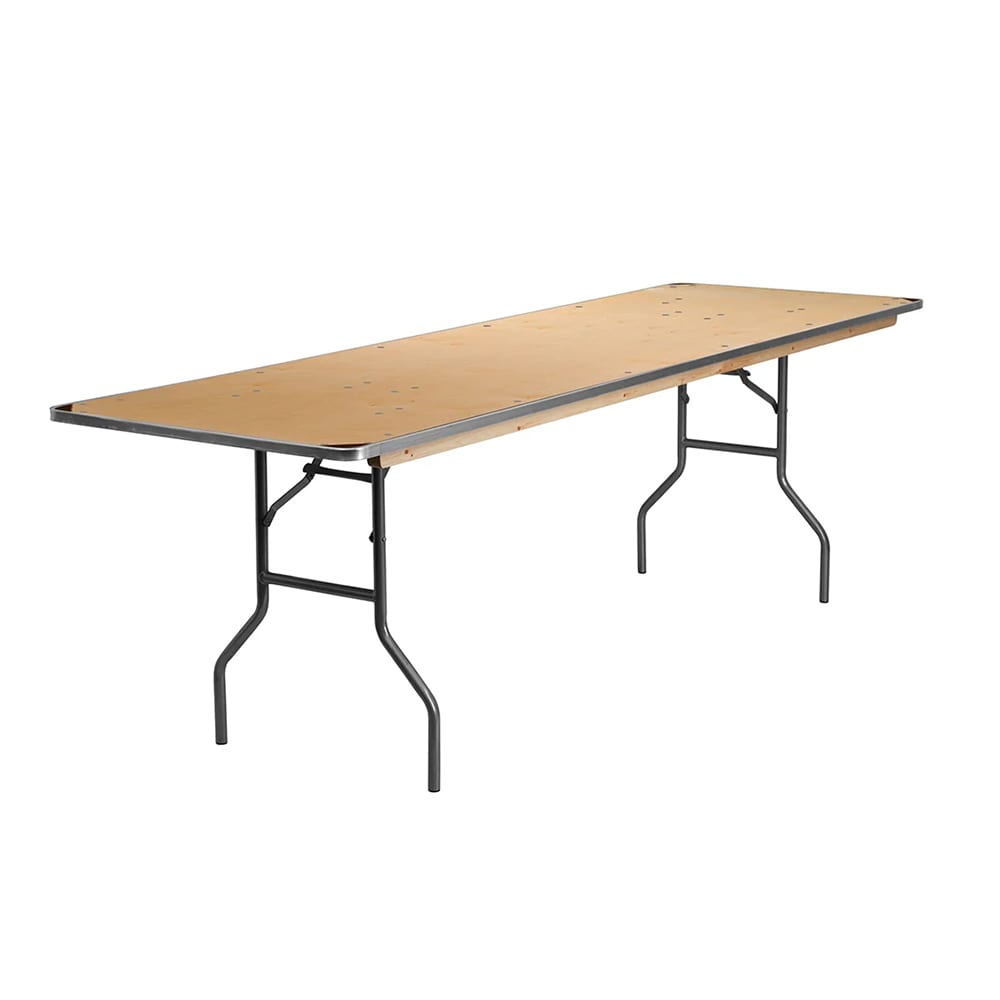 MoTak M189 Rectangular Heavy Duty Folding Banquet Table - Birchwood Tabletop, 96"W x 30"D x 30"H