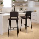 MoTak M194 Bar Stool w/ Black Powder Coated Iron Frame, Brown LeatherSoft Upholstered Back & Seat thumbnail 11