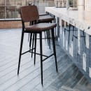 MoTak M194 Bar Stool w/ Black Powder Coated Iron Frame, Brown LeatherSoft Upholstered Back & Seat thumbnail 12