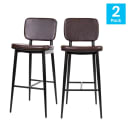 MoTak M194 Bar Stool w/ Black Powder Coated Iron Frame, Brown LeatherSoft Upholstered Back & Seat thumbnail 5