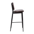 MoTak M194 Bar Stool w/ Black Powder Coated Iron Frame, Brown LeatherSoft Upholstered Back & Seat thumbnail 6