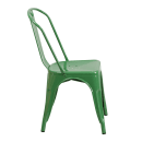 MoTak M195 Stackable Side Chair w/ Vertical Slat Back - Green Powder Coated Steel, Indoor/Outdoor thumbnail 3