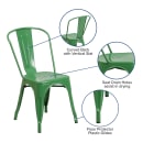 MoTak M195 Stackable Side Chair w/ Vertical Slat Back - Green Powder Coated Steel, Indoor/Outdoor thumbnail 6