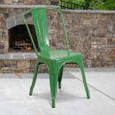 MoTak M195 Stackable Side Chair w/ Vertical Slat Back - Green Powder Coated Steel, Indoor/Outdoor thumbnail 9