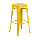 MoTak M197 27 3/4" Square Bar Height Table w/ (2) Bar Stools - Yellow Steel Top w/ Galvanized Steel Base thumbnail 3