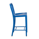MoTak M198 Counter Height Bar Stool w/ Vertical Slat Back - Powder Coated Steel, Blue thumbnail 3