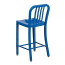 MoTak M198 Counter Height Bar Stool w/ Vertical Slat Back - Powder Coated Steel, Blue thumbnail 4