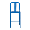 MoTak M198 Counter Height Bar Stool w/ Vertical Slat Back - Powder Coated Steel, Blue thumbnail 5
