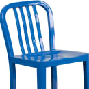 MoTak M198 Counter Height Bar Stool w/ Vertical Slat Back - Powder Coated Steel, Blue thumbnail 7