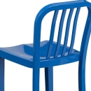 MoTak M198 Counter Height Bar Stool w/ Vertical Slat Back - Powder Coated Steel, Blue thumbnail 8
