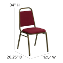 MoTak M200 Stackable Banquet Chair - Gold Steel Frame w/ Burgundy Fabric Back & Seat thumbnail 2