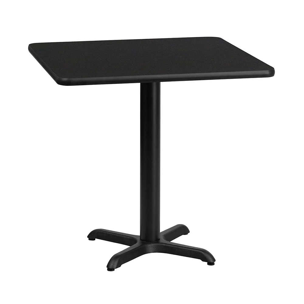 MoTak M202 24" Square Dining Height Table - Powder Coated Cast Iron Base w/ Black Laminate Top